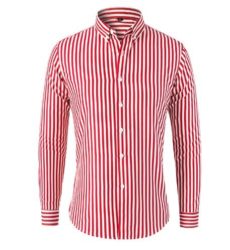 Chemise homme rayée, manches longues, patte de boutonnage