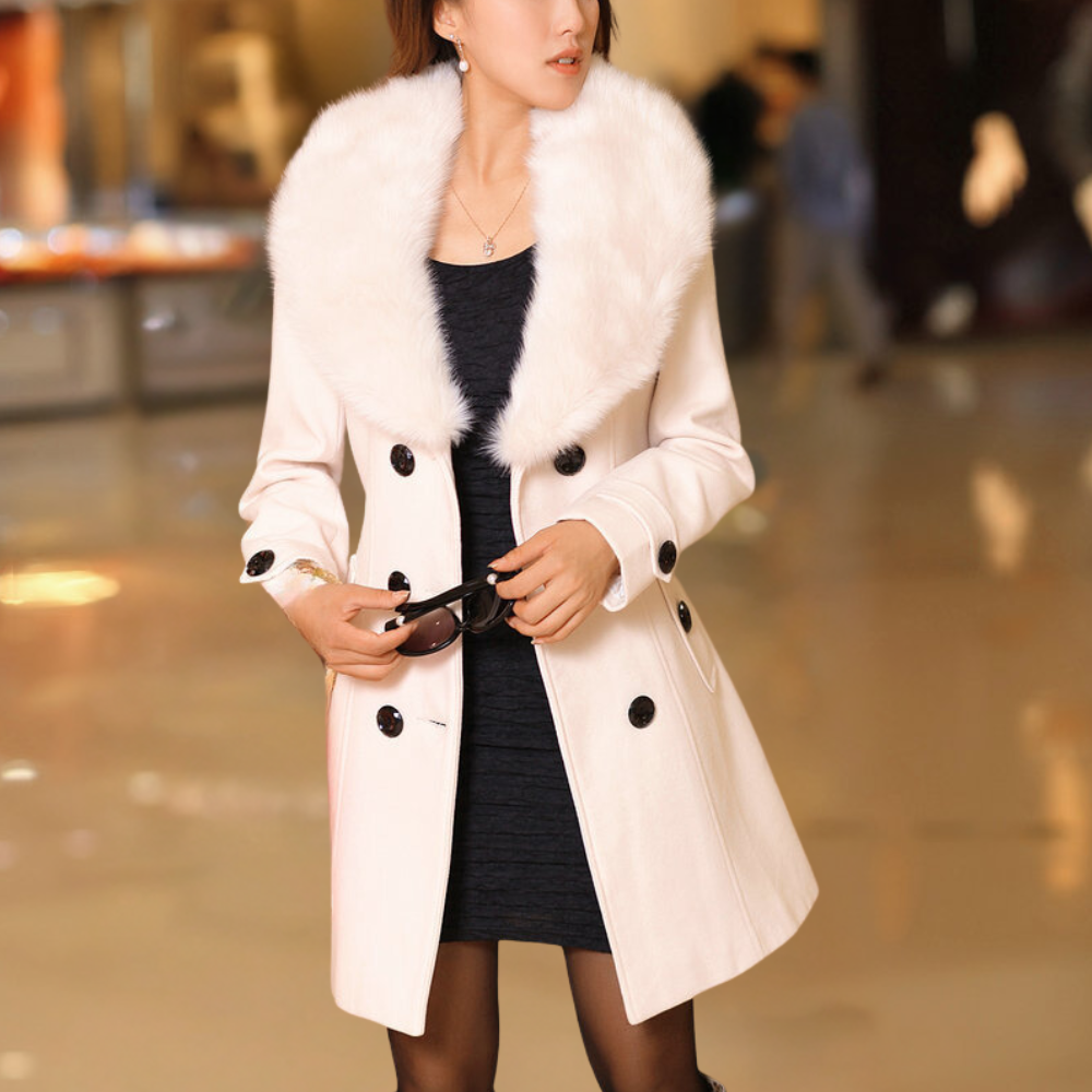 Manteau femme en laine mélangée coupe cintrée