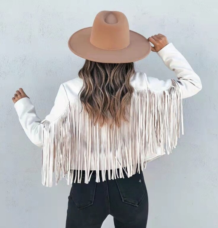 Veste courte à franges tendance