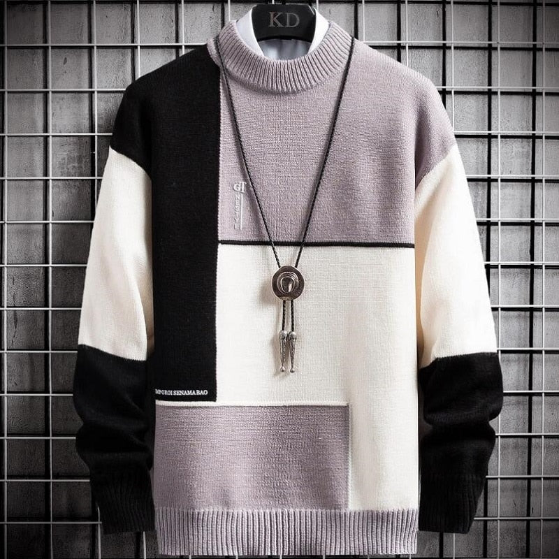 Pull en patchwork chaud d'hiver