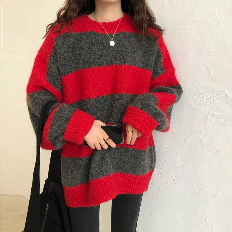 Pull d'hiver français femme bicolore