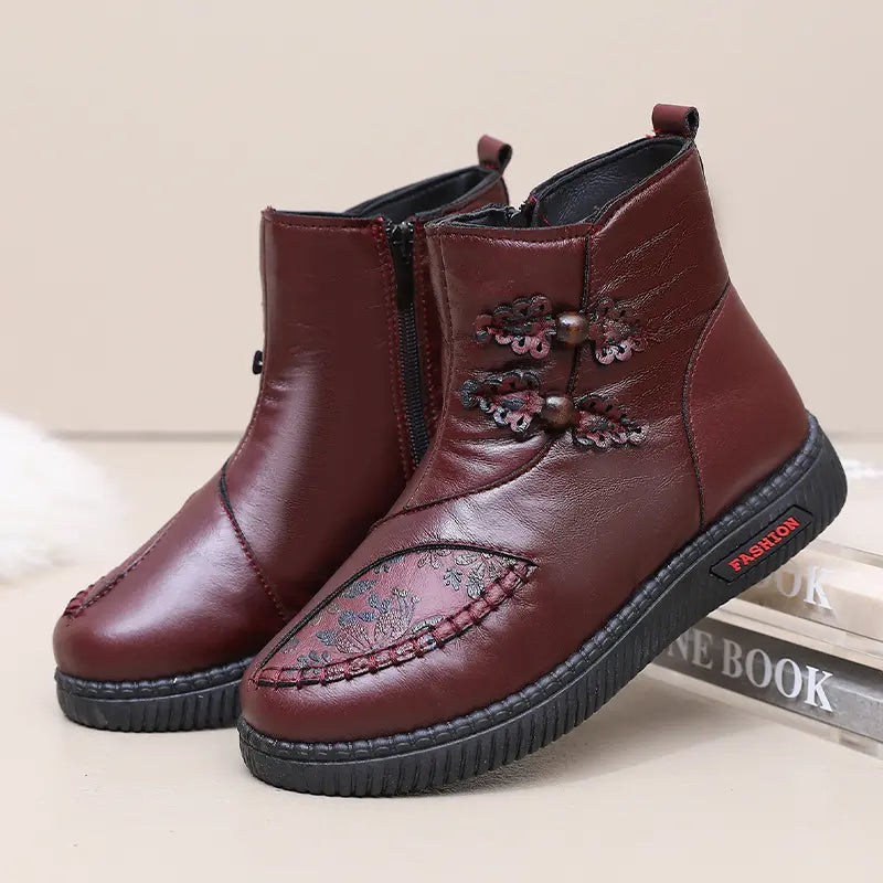 Bottes d'hiver chaudes femme peluche coton