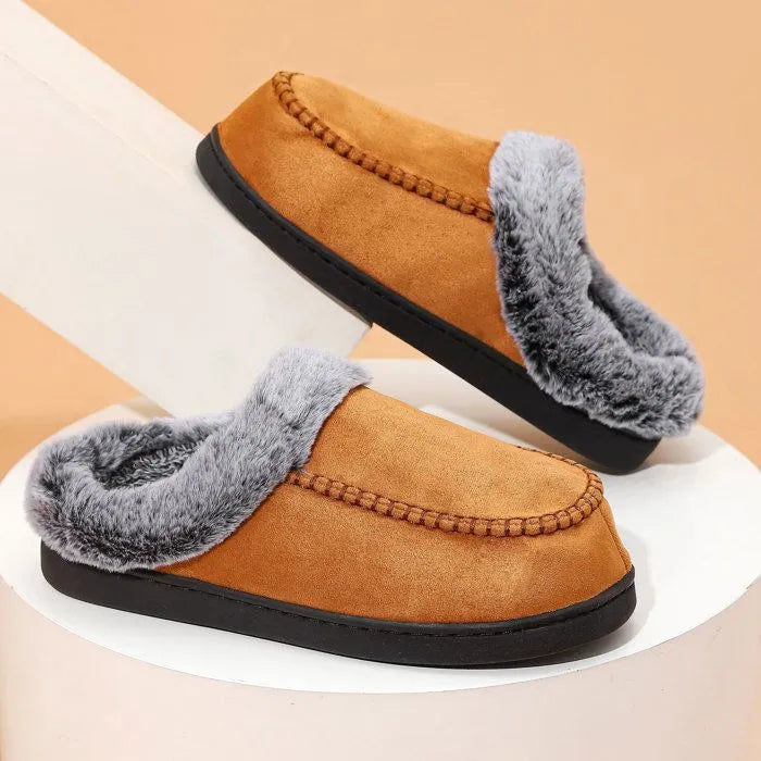 Pantoufles chaudes en polaire pour homme, hiver
