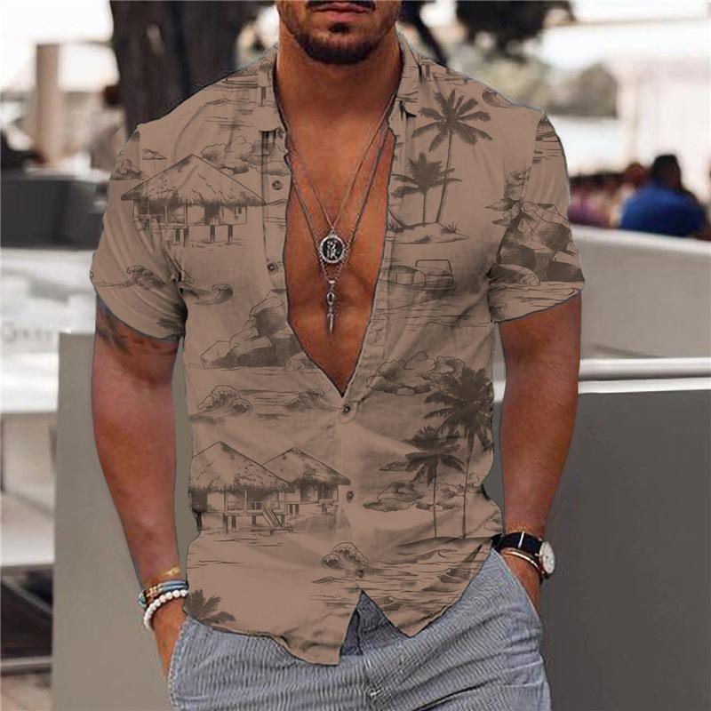 Chemise hawaïenne à manches courtes d'été pour homme