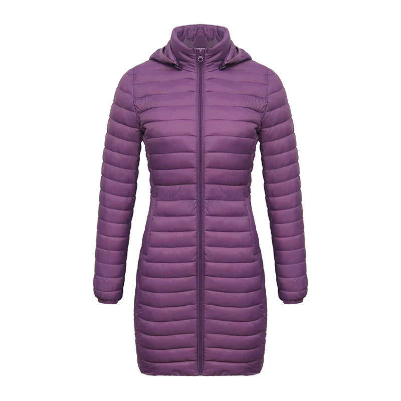 Veste d'hiver ajustée, fermeture éclair, capuche, coton