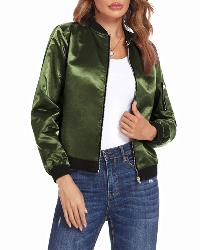 Blouson bombardier moderne pour femme avec poches et fermeture éclair