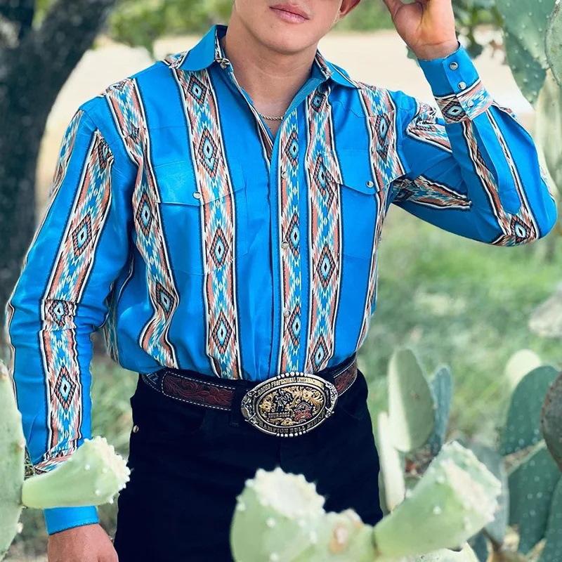 Chemise homme style western manches longues