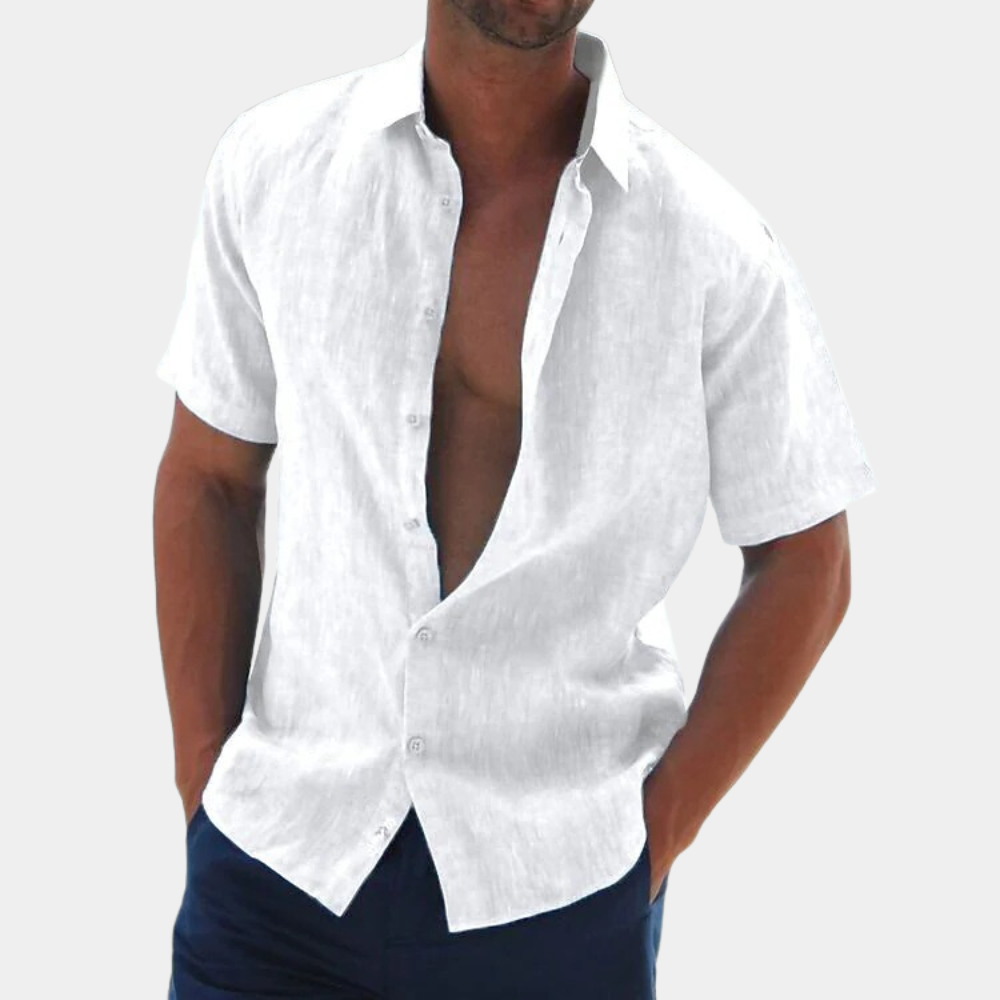 Chemise d'été en lin à manches courtes pour hommes