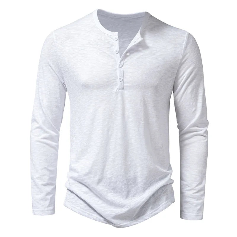 T-shirt Henley homme manches longues classique