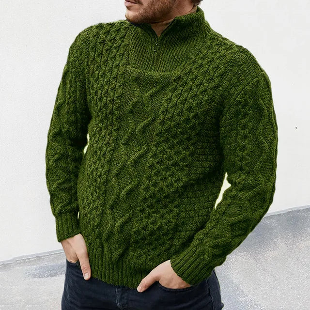 Pull homme tricoté premium demi-zip