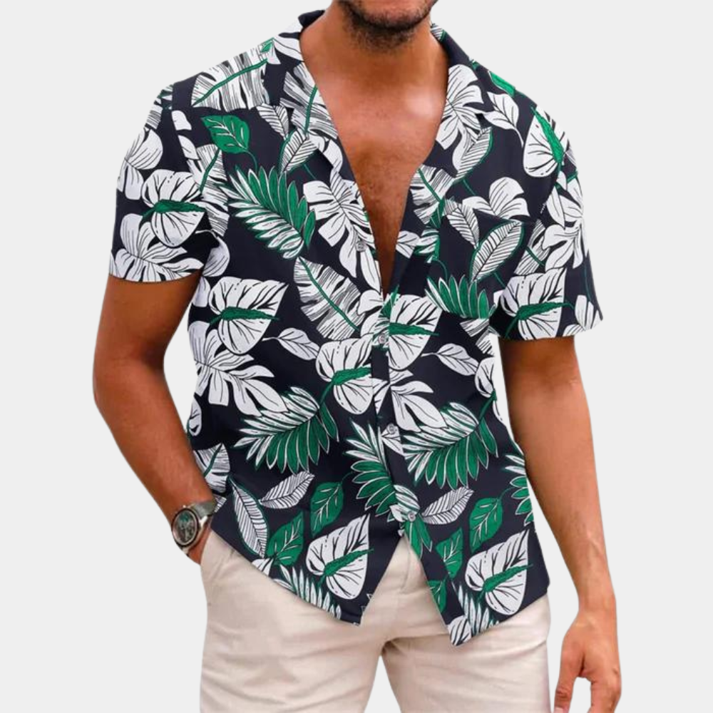 Chemise d'été homme à manches courtes et imprimé floral