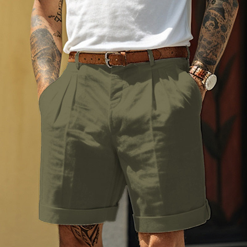 Shorts en lin pour hommes, confortables, en coton, pour l'été