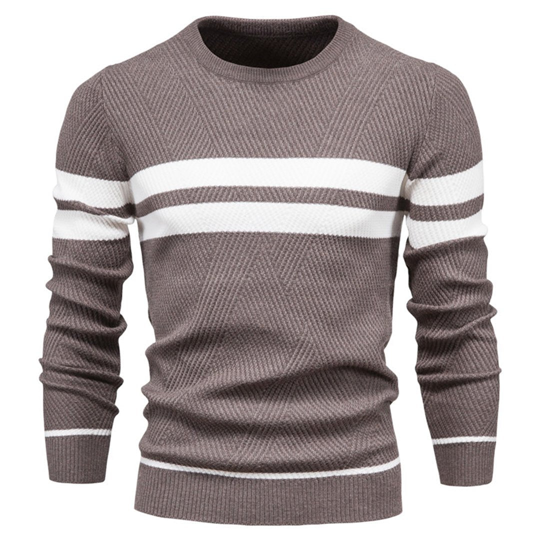 Pull en tricot ras du cou rayé pour homme