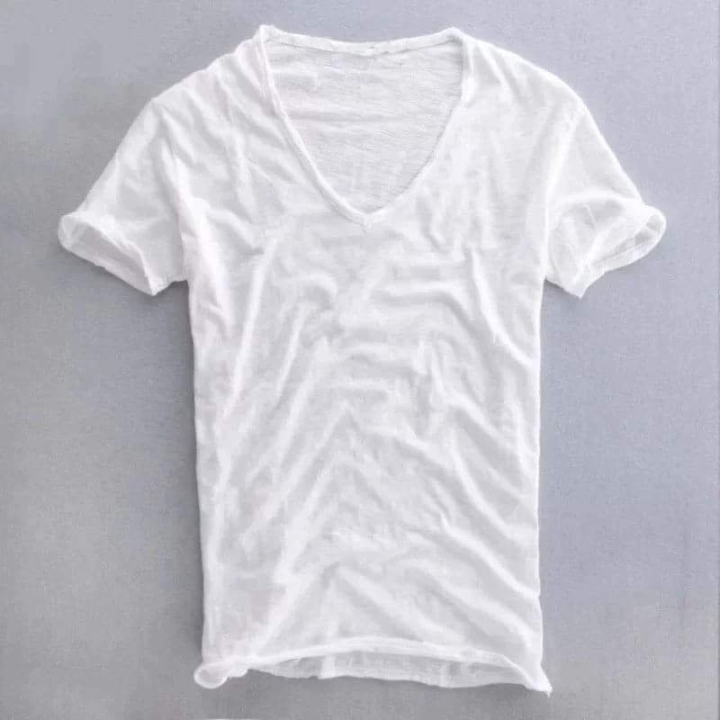 T-shirt homme col V léger en coton
