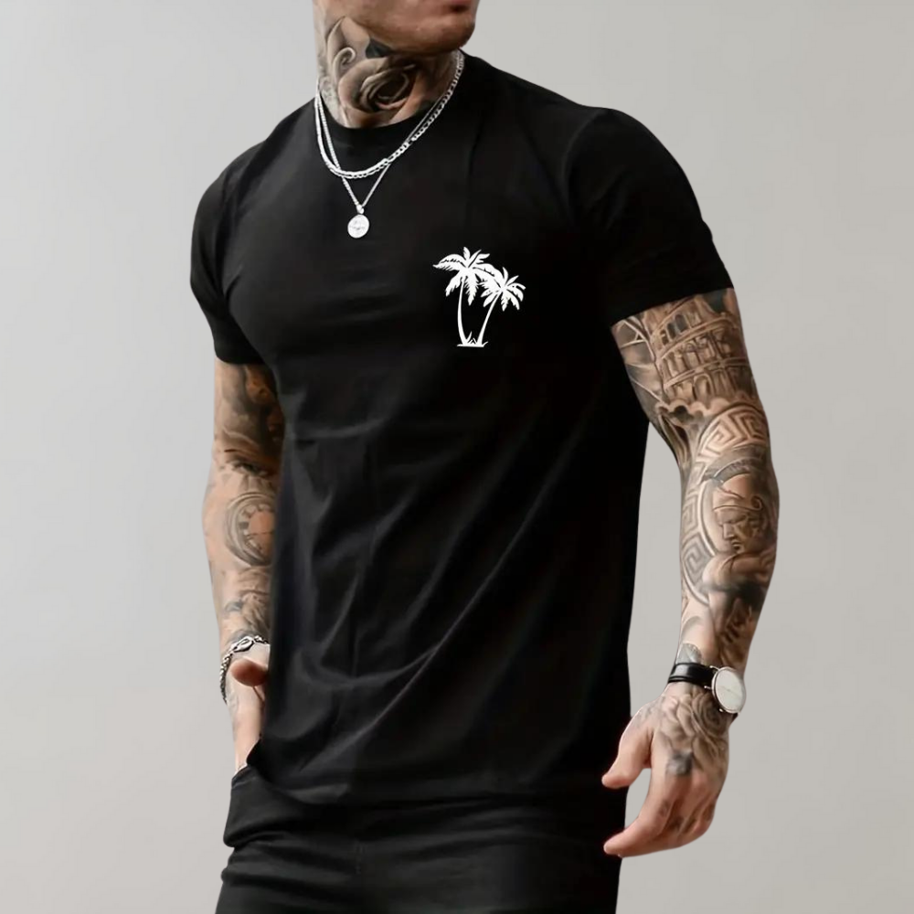 T-shirt d'été pour homme, manches courtes, motif palmier