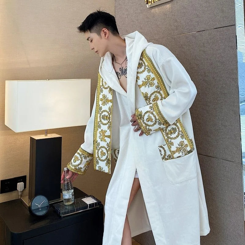 Peignoir homme velours luxe capuche