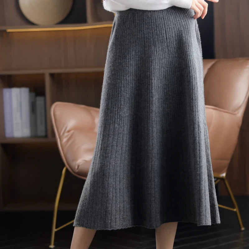 Jupe plissée élégante en laine pour femme