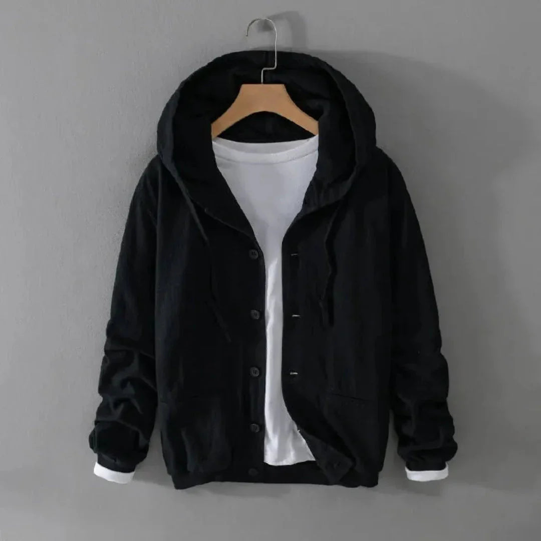 Veste à capuche stylée effet lin
