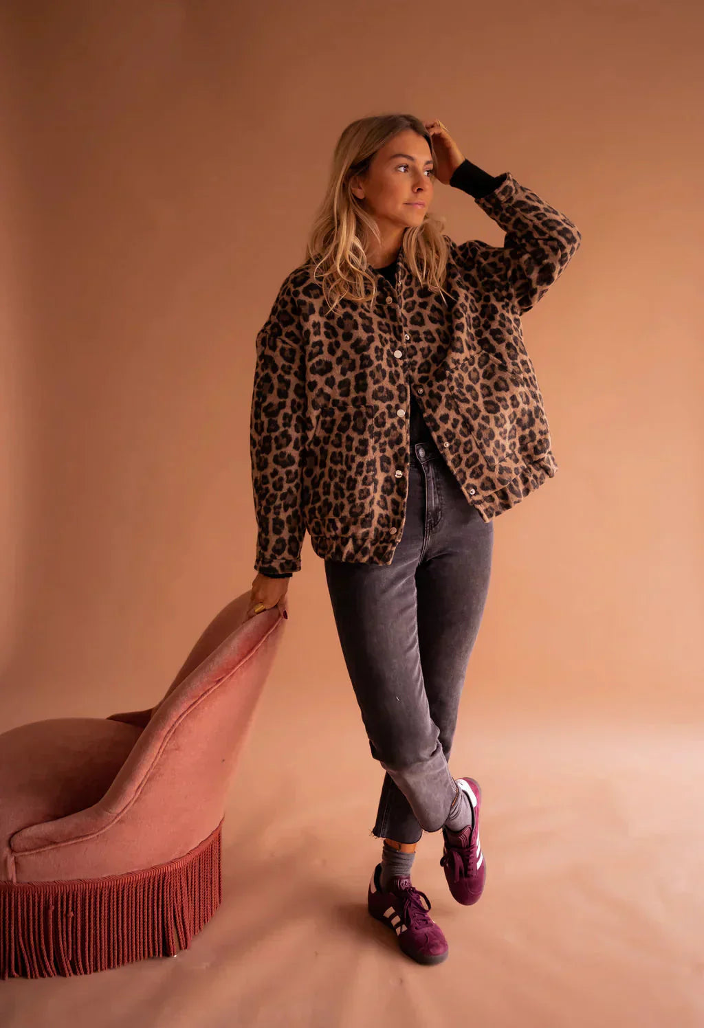 Leopard Print Jacke Damen Trendy - IdealeKleiden