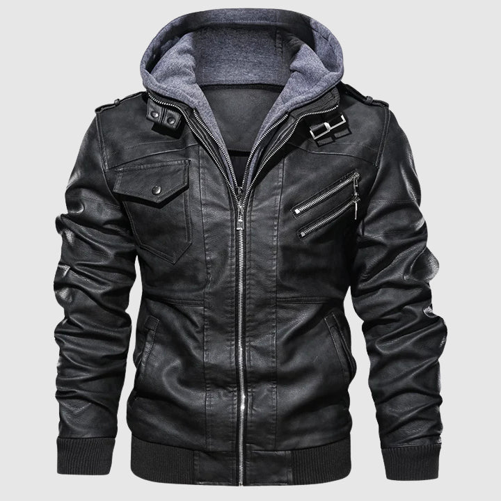 Blouson cuir moto style motard protection