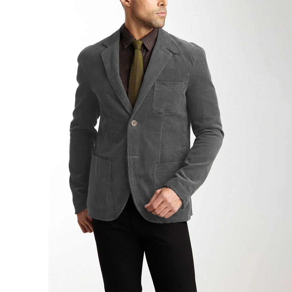 Veste en velours côtelé marron élégante pour hommes