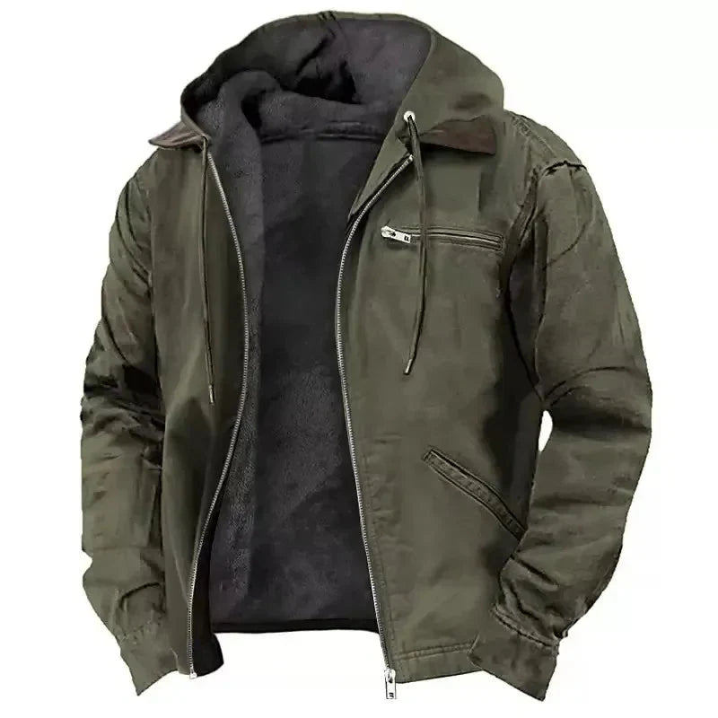 Veste d'hiver pour hommes, chaude, épaisse, à capuche
