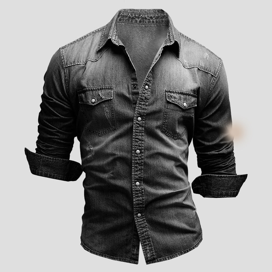 Chemise en jean homme slim fit manches longues boutonnée