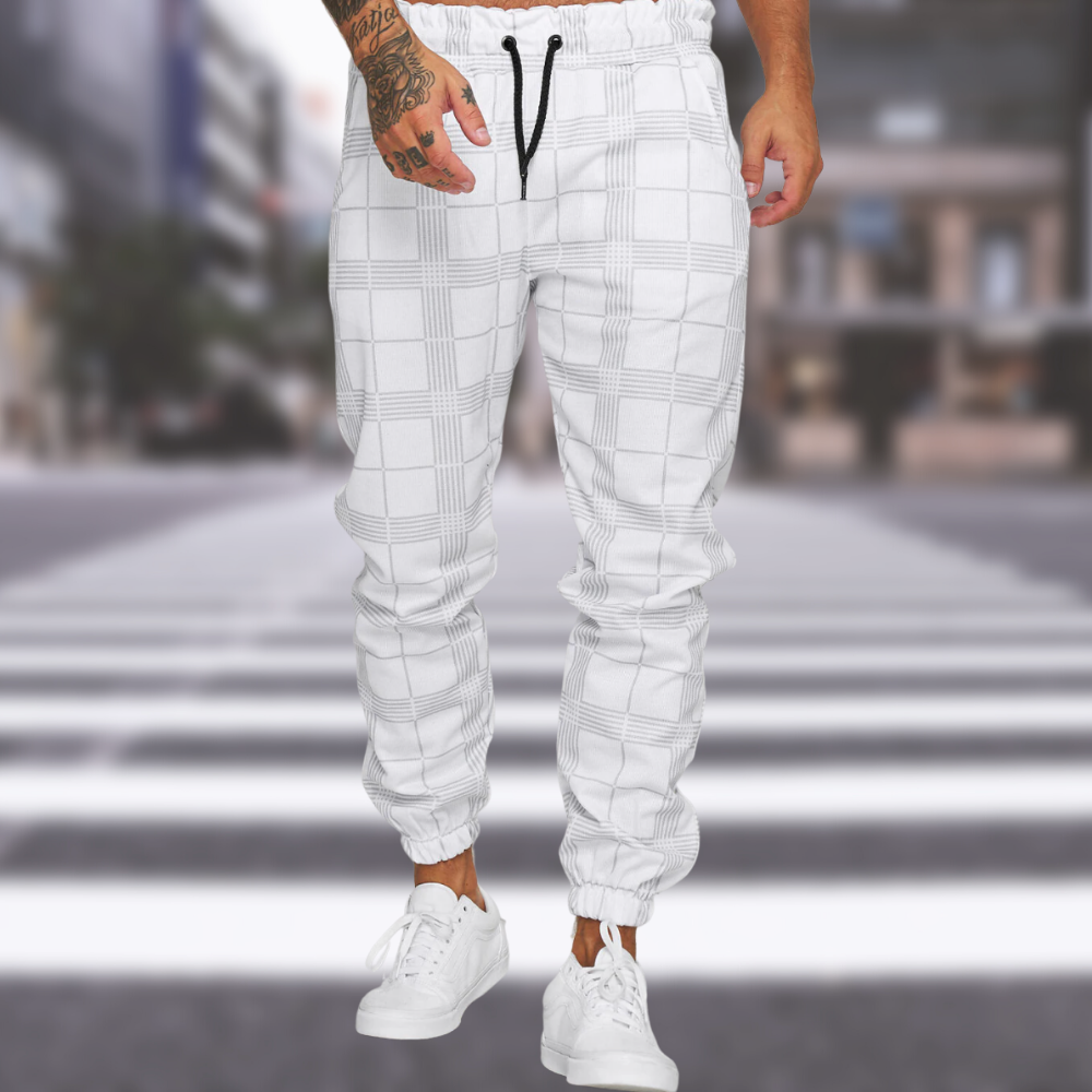 Pantalon de jogging carreaux pour hommes élastique
