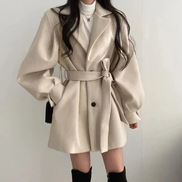 Manteau court élégant avec ceinture