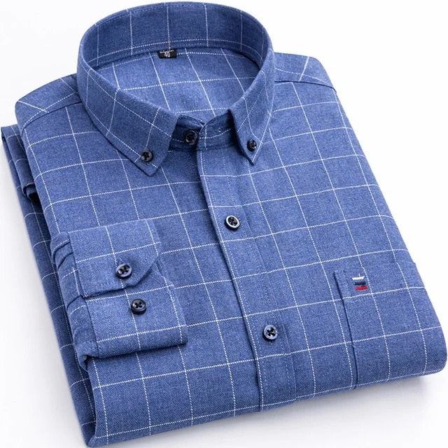 Chemise à carreaux élégante pour homme, manches longues