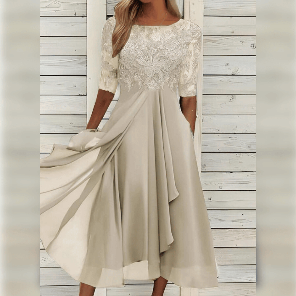 Robe élégante mi-longue de cocktail pour femme