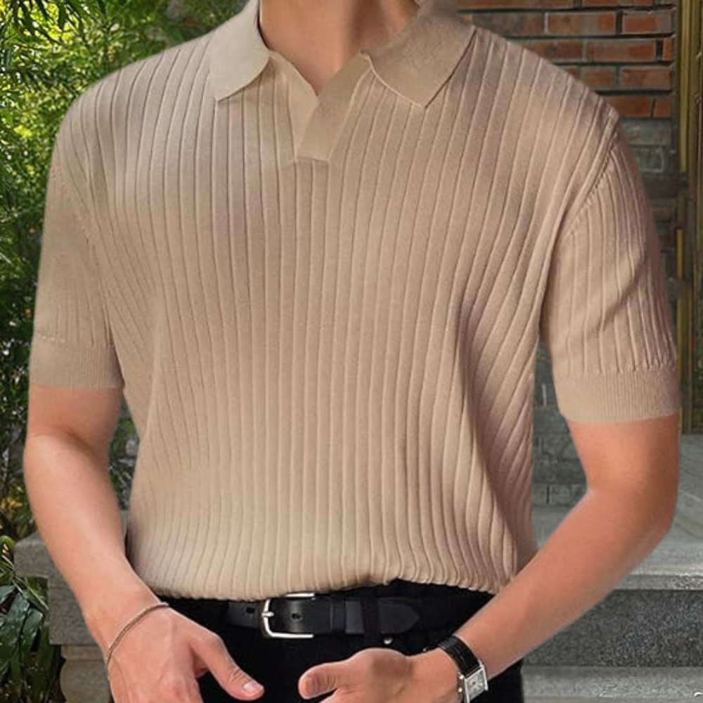 Polo pour homme à manches courtes et col en V moderne