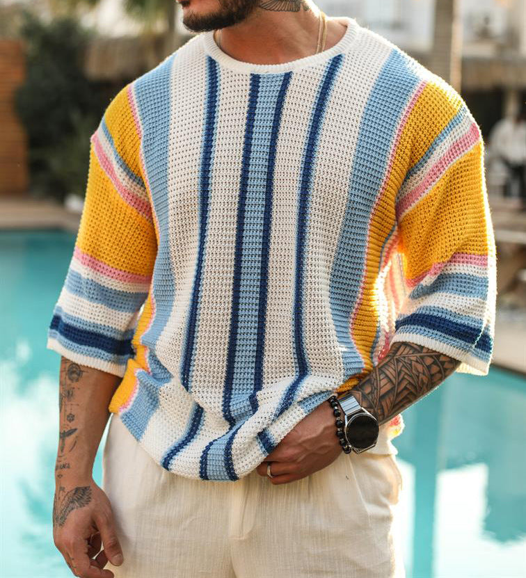 Pull d'été homme rayé léger