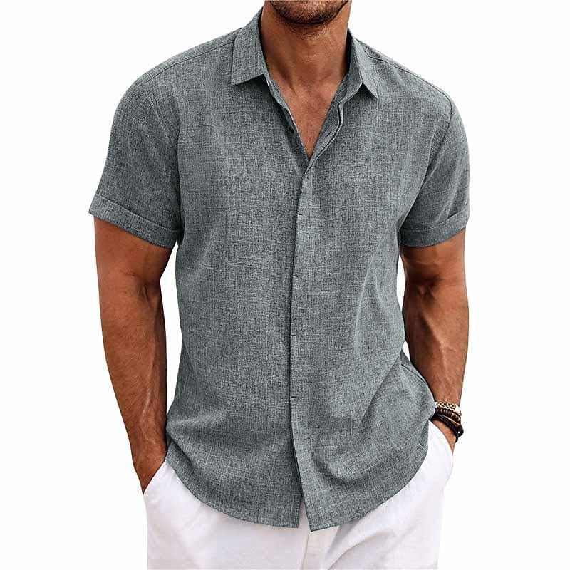 Chemise légère pour homme à manches courtes boutonnée