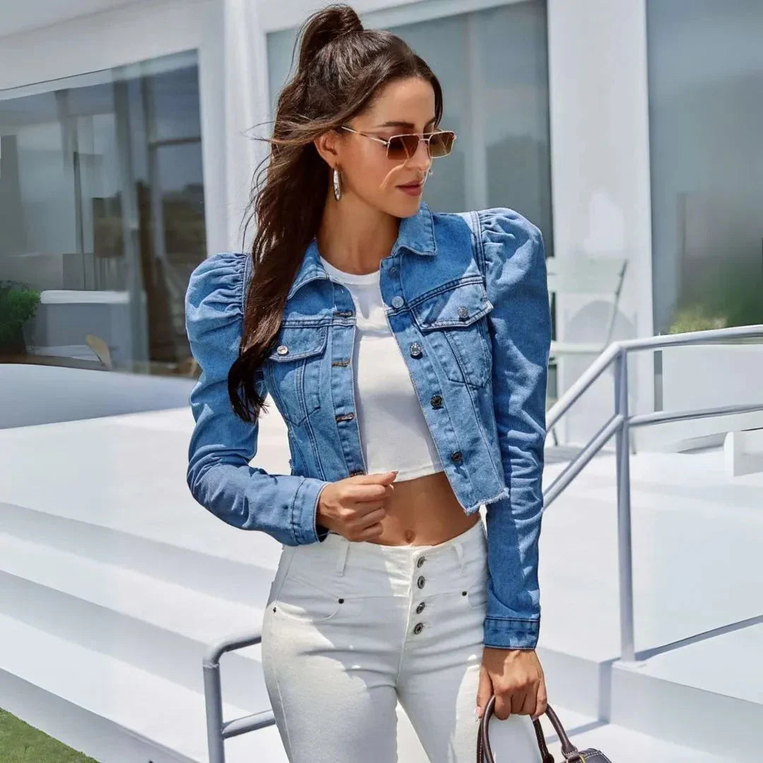 Veste courte en jean pour femme