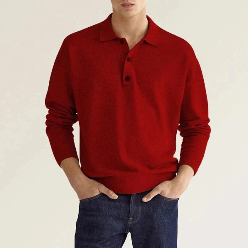Polo homme manches longues doux confortable