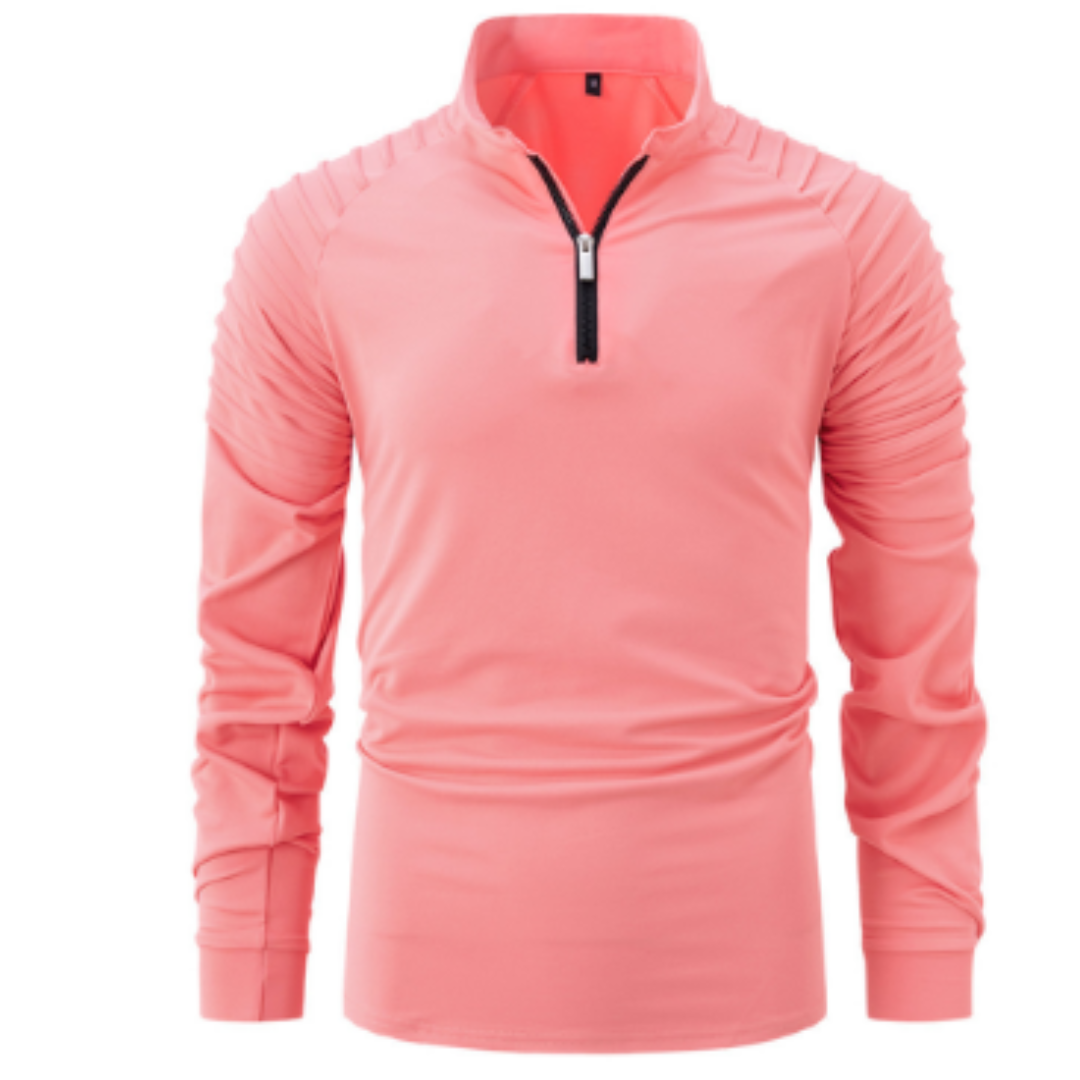 Pull pour homme à manches longues uni avec col zippé