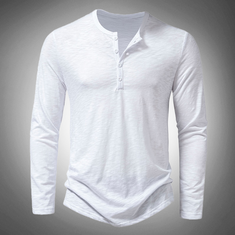 T-shirt à manches longues en coton uni pour homme
