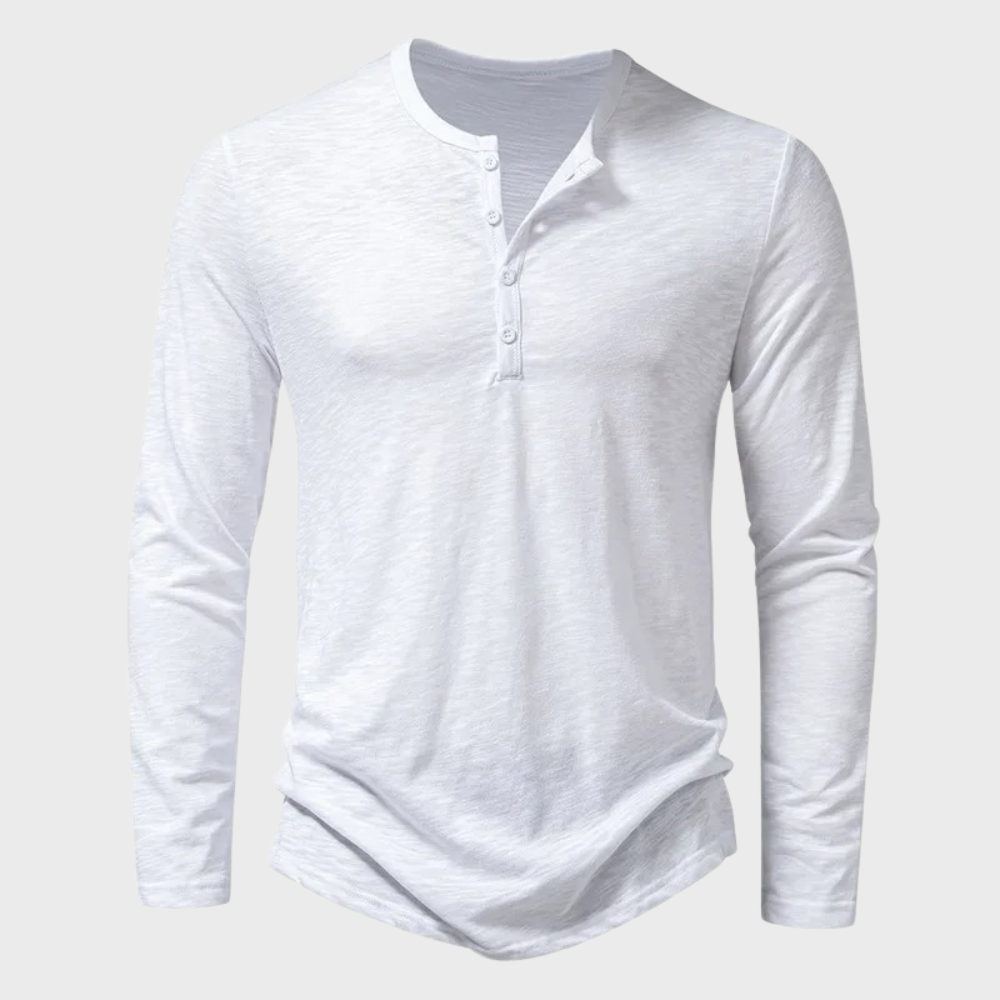 T-shirt manches longues homme avec patte de boutonnage