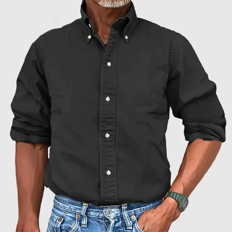 Chemise décontractée pour homme en coton avec col et boutonnage