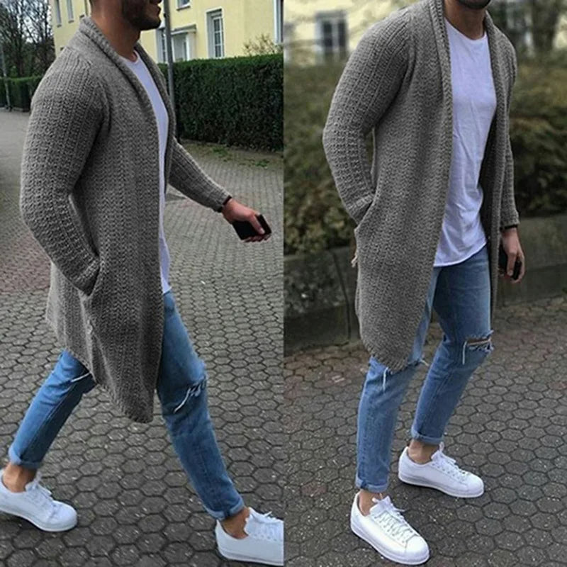 Gilet long chaud ouvert pour homme