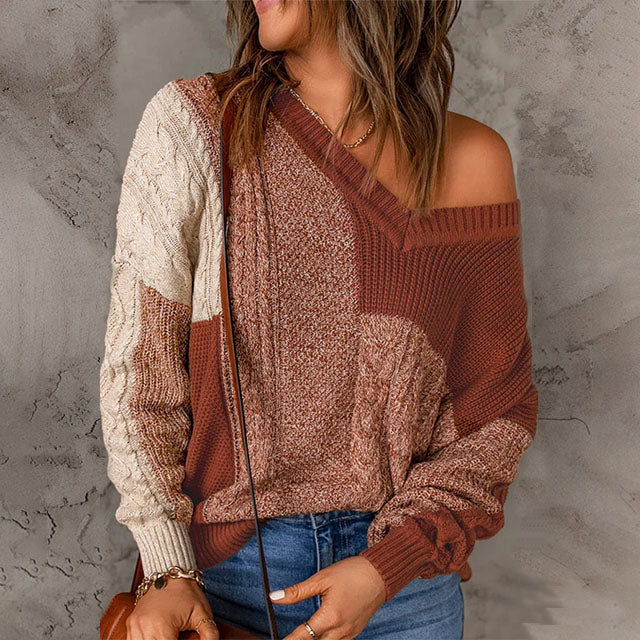 Pull en maille multicolore au design patchwork