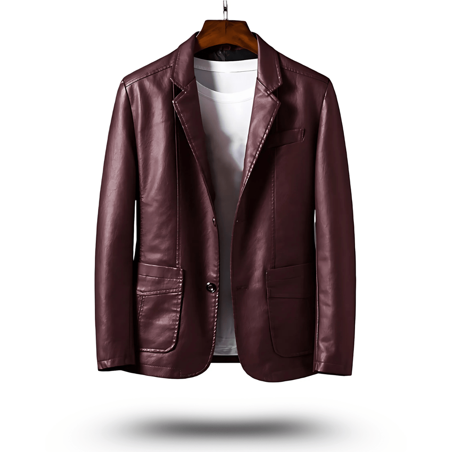 Blouson en cuir homme - Noir, similicuir, veste à revers