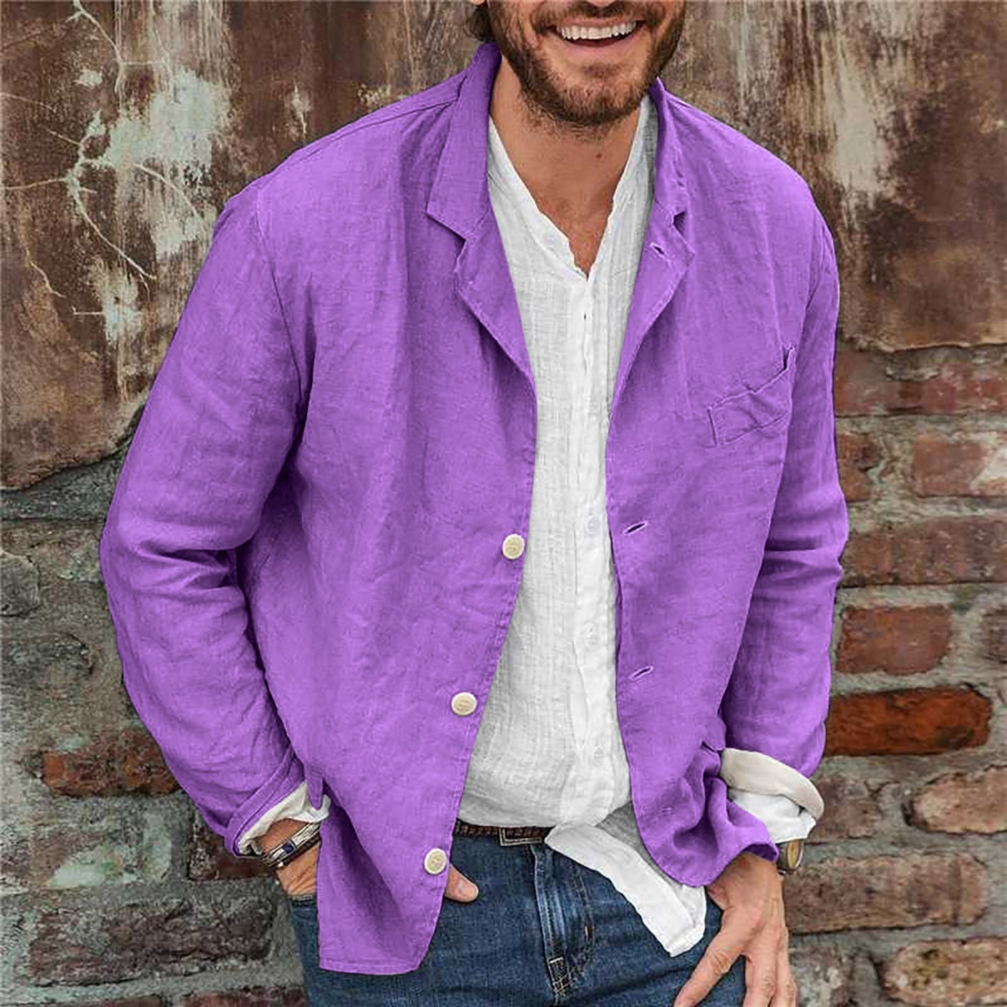 Blazer en lin homme élégant droit
