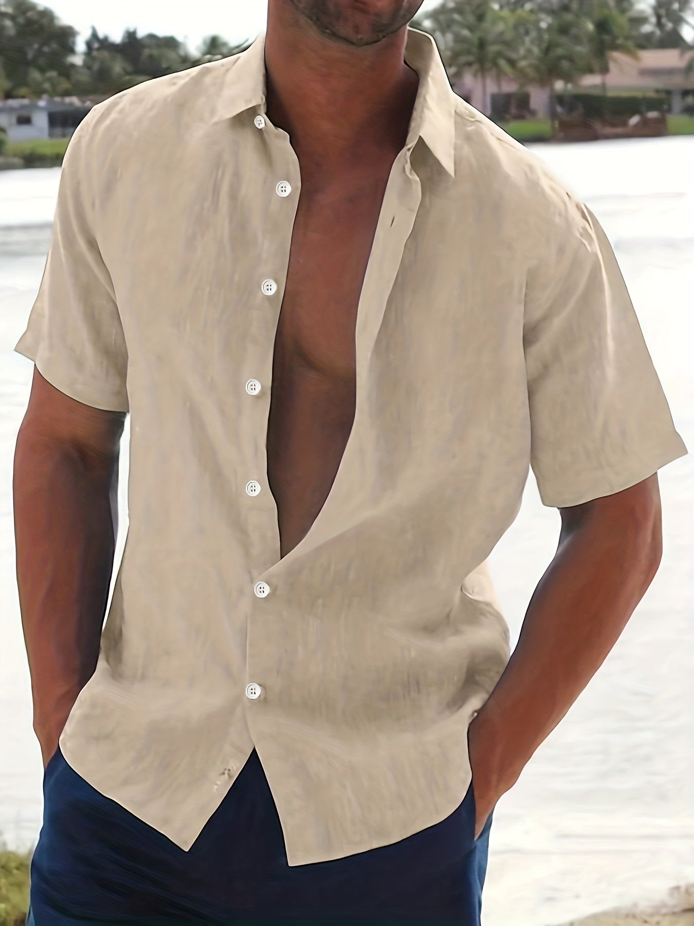 Chemise en lin manches courtes homme été