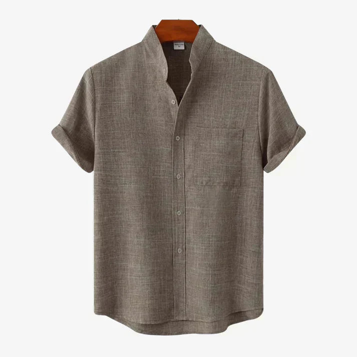 Chemise d'été aspect lin boutons manches courtes