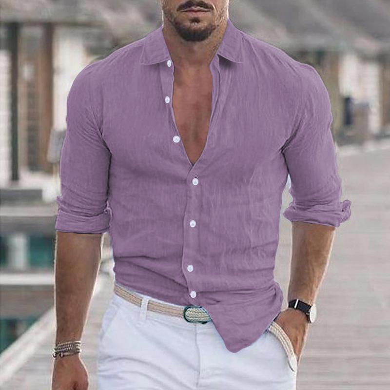 Chemise en lin légère à manches longues pour homme