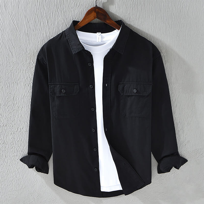 Chemise en lin décontractée à manches longues pour hommes