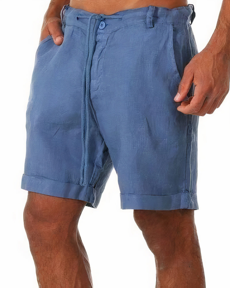 Shorts amples en lin pour hommes avec cordon de serrage