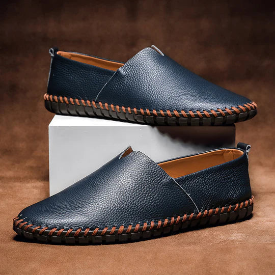 Mocassins en cuir confortables pour hommes, à enfiler